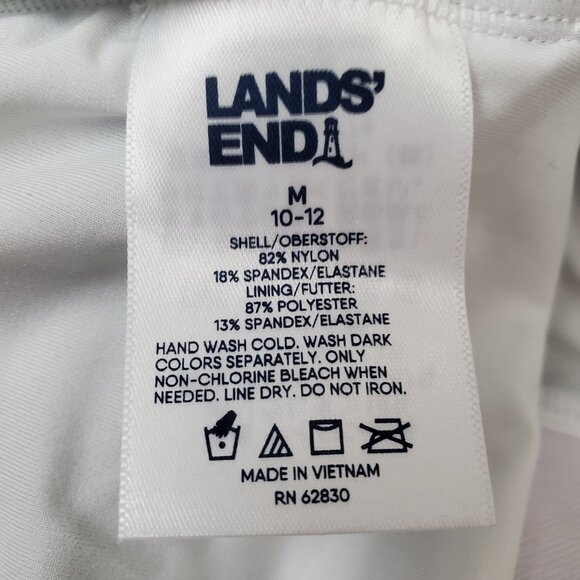 Women's Lands' End One Piece Swimsuit Black White Stripe Size L Full Coverage - Picture 7 of 8